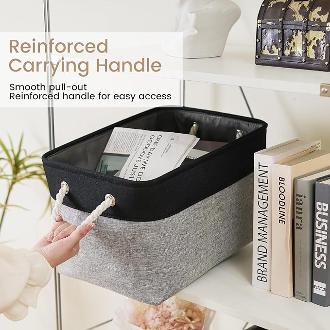 Large Storage Baskets- 15x11x10 inch Storage Bins for Shelves and Closet Organizing, Foldable Fabric Bin for Home Organizatio