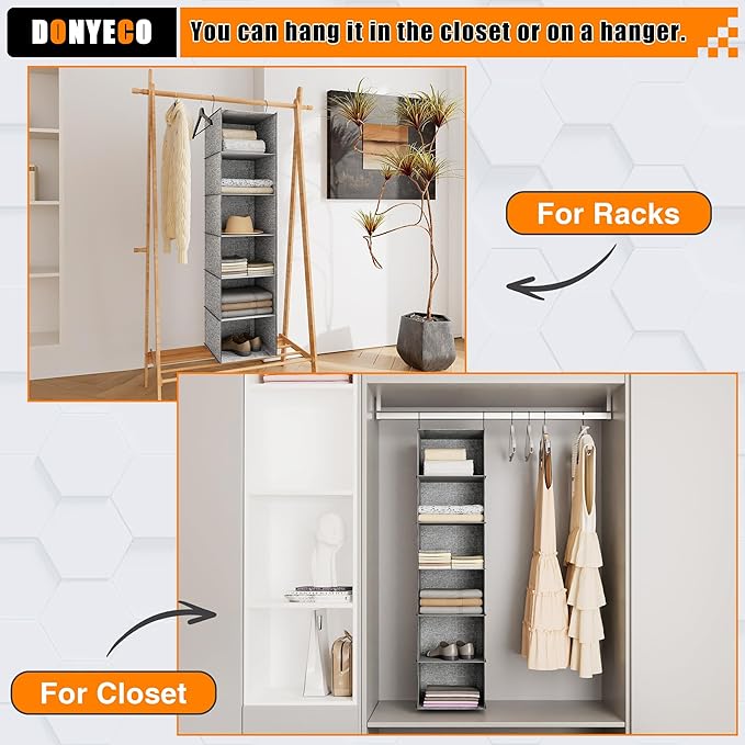 6-Shelf Hanging Storage Closet Organizer, Linen Rv Storage and Organization for Wardrobe, Inside, Camper Accessories, Nursery