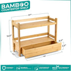 Sorbus Bamboo Bathroom Counter Organizer – 2-Tier Shelf with Hidden Drawer for Vanity, Matcha Station, Bathroom Sink Organize