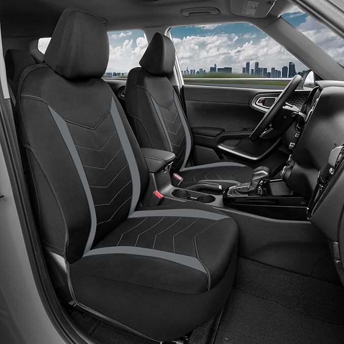 Motor Trend (2) Car Seat Covers for Front Seats with (2) Trimmable Car Floor Mats – Universal Fit Auto Accessories for Cars, 