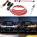 Exterior Car LED Hood Light Strip,Dual Color Dynamic Scan Start Up Hoodbeam Kit,Led Daytime Running Lights White&Amber Switchback Sequential Turn Signal Lights for Cars, Trucks,SUV(95inch/1set)