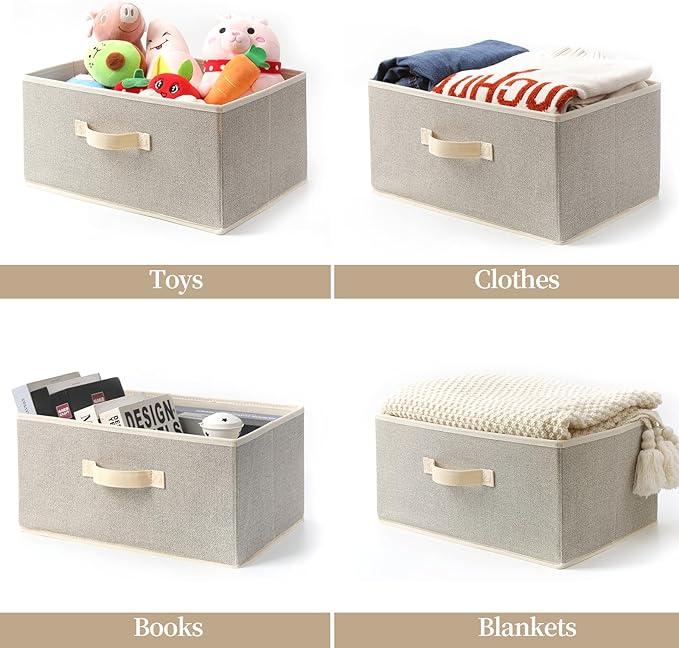 Storage Baskets, 15.7-Inch Woven Fabric Bins, Storage Cubes with Reinforced Handles, Organizer Bins for Closet Shelves, Folda