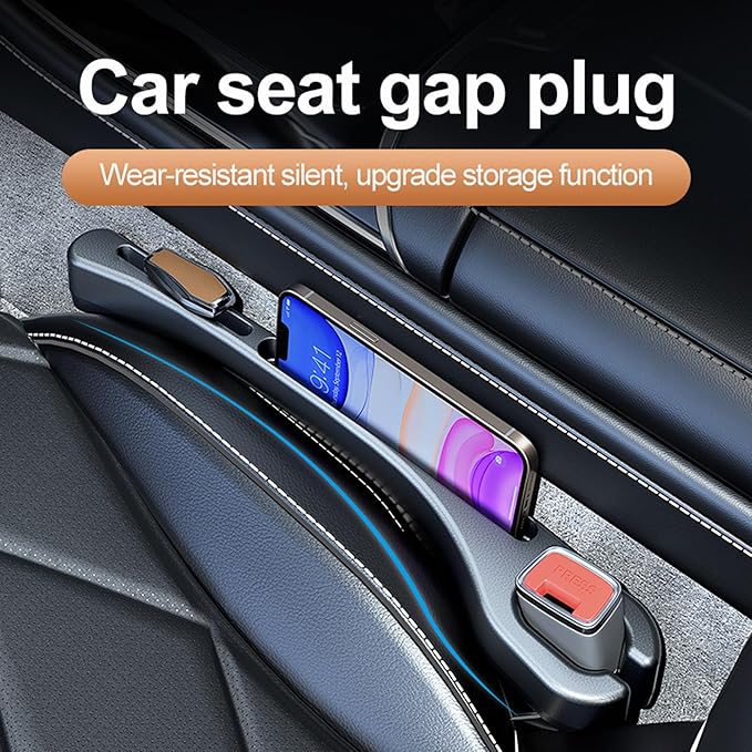 Car Seat Gap Filler, Leather Car Gap Filler Universal Fit for Most Cars, Car Seat Organizer Fill The Gap Between Seat and Consoles, Prevents Things from Falling Out, Pack of 2 PCS (Brown)