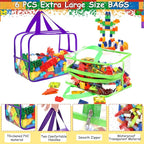 6 Colors Widen X-Large Storage Bags 12.6×9.25×6.9In with Labels, Reusable Clear PVC Board Game Storage, Travel Waterproof Org