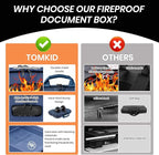 Fireproof Document Box, Hard Case Fireproof File Organizer Box with Lock and 13 Pocket Accordion File Folder, Portable Safe B
