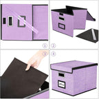 Huolewa File Organizer Box with Lid, Collapsible File Folder Organizer for Office Document Storage, Filing Box with Plastic S