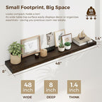 Dreamland Rustic Wood Floating Shelves for Wall Decor, Elm Wood Shelves 48 Inch Long, 8 Inch Deep Floating Shelf for Living R