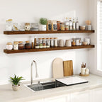 Fun Memories 72Inch Floating Shelves,Wall Mounted Rustic Wood Floating Shelf with Invisible Brackets for Storage & Decor,2 Pa