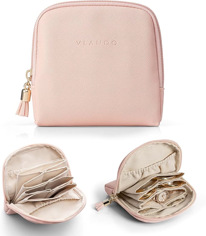 Vlando Small Travel Jewelry Organizer,Jewelry Pouch Bags,Velvet Jewelry Storage Bag for Bracelet Rings Earring,Portable Jewel