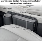 Anti-Drop Car Seat Gap Filler Organizer, Premium Leather Console Organizer, Easy Access to Phone/Keys, Universal Fit for Car SUV Truck Multi-Purpose Essentials Organizer(2PC)