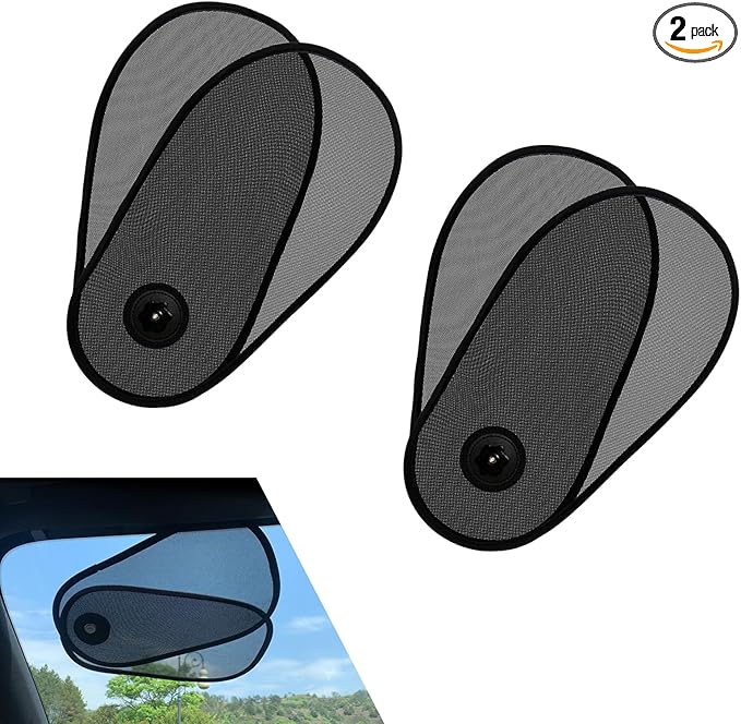 2PCS Car Side Windows Shades, Anti-glare Suction Cup Door Side Sunshade, Adjustable & Rotatable Baby Sunshade, Universal for Driver Passenger Rear Windows (Black)