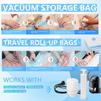 Vacuum Storage Bags with Electric Air Pump, 25 Pack Compression Bag, Space Saving Vacuum Sealer Bags for Clothes, Blanket, Du