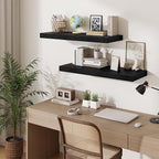 Fun Memories 12" Deep Floating Shelves for Wall, 36" W x 12" D Floating Shelves, Long Wood Floating Wall Shelf for Living Roo