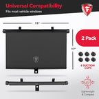 Firestone 2 Pack Retractable Automotive Sunshade Car Window Sunshades - Blocks 99% UV Rays, Lightweight & Compact Car Side Window Shade with Automatic Retract Button, Blocks Glare & Heat, Black