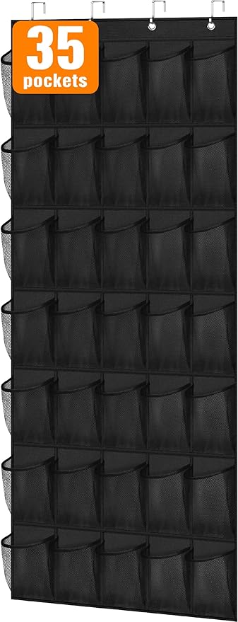 MISSLO 35 Large Pockets Over the Door Shoe Rack for Door Sturdy Oxford Over the Door Shoe Organizer Closet Hanging Shoe Holde