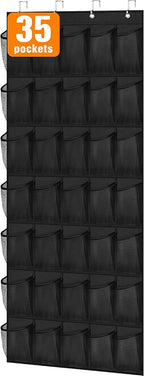 MISSLO 35 Large Pockets Over the Door Shoe Rack for Door Sturdy Oxford Over the Door Shoe Organizer Closet Hanging Shoe Holde