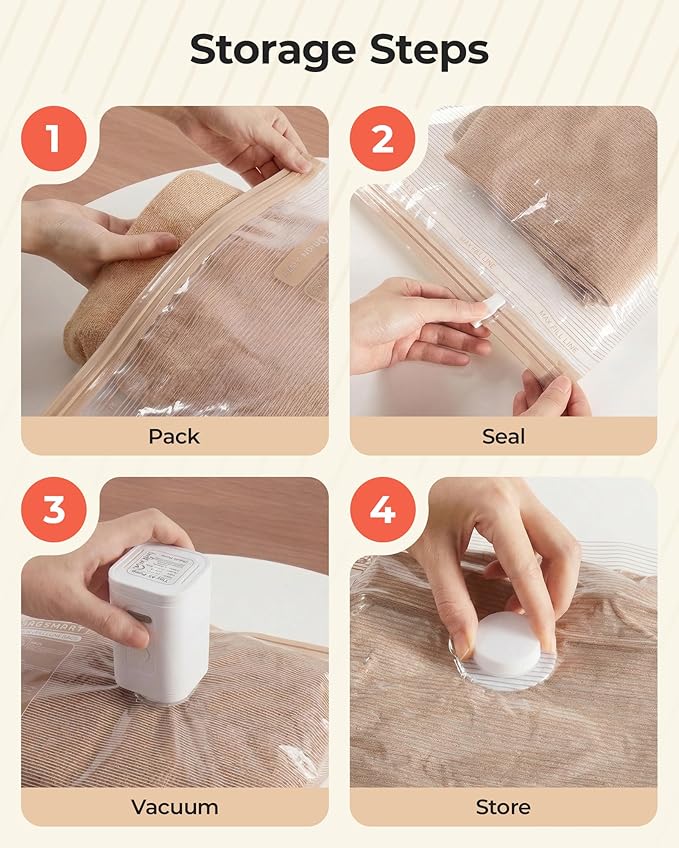 BAGSMART Vacuum Bags for Travel with Rechargeable Air Pump, Portable Space Saver Bags for Travel & Home, Vacuum Compression S