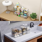 Yieach 2 Pack Acrylic Storage Drawers With 4 Drawers,Stackable Desk Organizers and Makeup Organizer,Large Clear Office Suppli