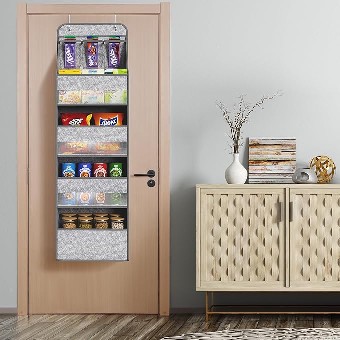 Univivi 5-Shelf Door Storage Over Door Hanging Organizer with 4 Large Pockets and 3 Small PVC Pockets Nursery Closet Cabinet 