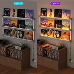 Vinyl Record Shelf Wall Mount with LED Lights, Floating Shelf for Vinyl Record Display, 14-INCH Aluminum Alloy Record Holder 