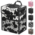 Capolo Car Trash Can with Lid, Leakproof Car Trash Bag Hanging Waterproof Automotive Garbage Can with Storage Pockets Mini Vehicle Trash Bin for Back/Front Seat(Cow Print,3 Gallon)