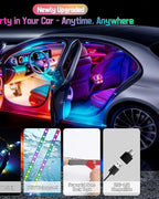 Interior LED Lights for Car, Flexible LED Strip with App and Remote Control, USB-A/C RGB Lights with DIY Mode and Music Mode, 72 LEDs