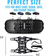 VaygWay Car Snow Tire Anti-Slip Chains - All Season Black Upgraded - Emergency Vehicle Tire Chains for Cars, SUVs, & Trucks (