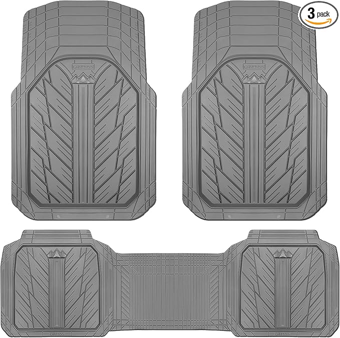 CAR PASS Heavy Rubber Car Floor Mats, Deep Waterproof Car Mats All Weather, Universal Trim-to Fit Automotive Floor Mats for Car SUV Truck Van, Durable Floor Liners (All Gray)