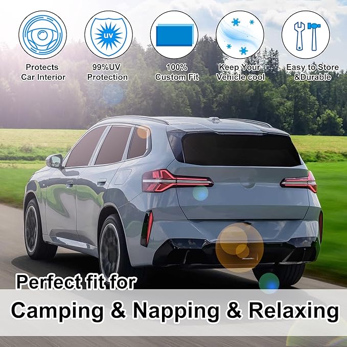 Windshield Sun Shade Car Windshield Foldable Full Windows Coverage Custom Fit for BMW X3 2025 2026 Accessories Car Window Shades Block Sun UV Rays 7PCS