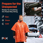 PREPARED4X Emergency Mylar Poncho – Survival Rain Poncho with Hood – Lightweight, Compact, Reusable Emergency Blanket Poncho 