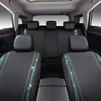 CAR PASS Bling Car Seat Covers Full Set, Shining Rhinestone Diamond Waterproof Faux Leather Universal Fit 95% Automotive Glitter Crystal Sparkle Strips for Cute Women Girl, Full Set (Mint Diamond)