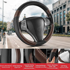 Non-Slip Car Nappa Leather Steering Wheel Cover,Universal Car Accessories Women Men Fit 14" 1/2-15" Suvs/Vans/Sedans/Cars/Tru