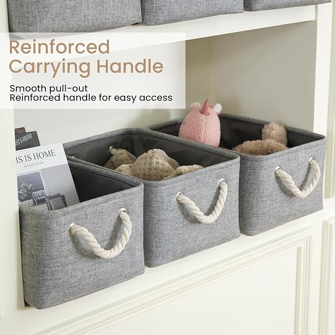 Storage Baskets for Shelves 13.8x9.8x6.7 Inch, Foldable Fabric Storage Bins with Handles, Small Storage Baskets for Organizin