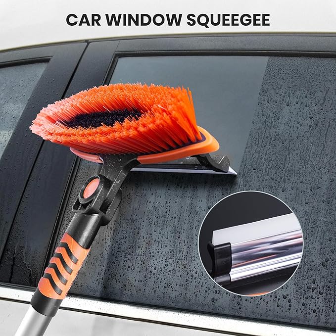 SINTIKI 43" Ice Scrapers for Car Windshield and Snow Shovel Kit, Extendable Snow Brush for Truck with EVA Grip, 180° Pivoting Brush Head Detachable Snow Scraper for Car, SUV, Truck Auto