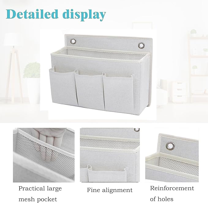 Wall Hanging Organizer Bag/Hanging Baskets with Large Mesh Compartment & 3 Pockets，Over the Door Organizer Space Saving Stora