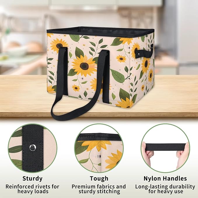 Reusable Grocery Bag, Foldable Large Shopping Tote Bag for Groceries Kitchen Picnic Car Trunk