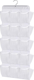 MISSLO 30 Large Pockets Dual Sided Hanging Baby Shoe Organizer for Closet with Rotating Hanger Hanging Shoe Shelves, White