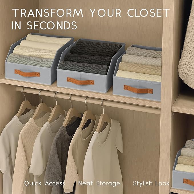 Homsorout Fabric Storage Bins for Organizing - 12 Pack Large Trapezoid Collapsible Storage Bins with Front Handle, Closet Org