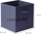 Casafield Set of 6 Collapsible Fabric Cube Storage Bins, Navy Blue - 11" Foldable Cloth Baskets for Shelves, Cubby Organizers
