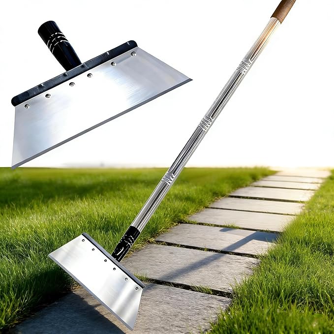 Multifunctional Garden Flat Shovel，57" Heavy Duty Stainless Steel Cleaning Tool with Adjustable Handle for Weeding, Lawn Edging, Snow/Ice Removal & Digging, Durable Outdoor Spade & Scraper