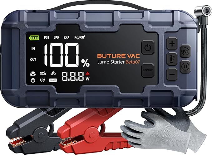 Portable 10-in-1 Car Battery Jump Starter with Air Compressor 8000A 160PSI 45W Charger, Jump Starter Jump Box (All Gas