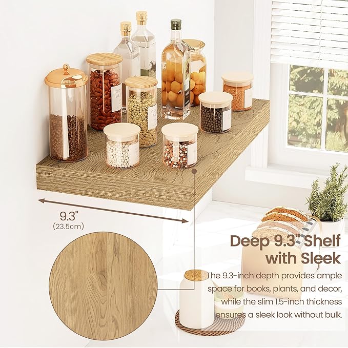 Vivelove 16 Inch Floating Shelves for Wall, 16x9 Display Shelves for Bathroom Living Room Kitchen Bedroom Office Farmhouse Ho