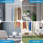 HOKEEPER Clothes Rack, Rolling Clothing Racks for Hanging Clothes, Portable Clothes Rack with Lockable Wheels, Commercial Hea