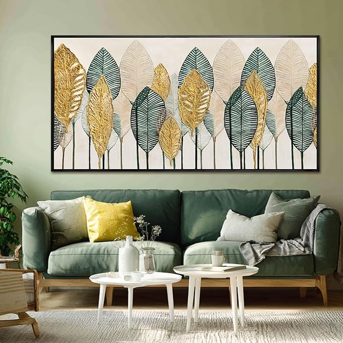 CHUDANHAO Vintage Wall Decor Gold Foil Wall Art Abstract Home Decorations Textured Artwork for Walls 24"x48" Pictures for Bed