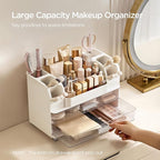 HBlife Makeup Organizer for Vanity with Brush Holder, Large Bathroom Countertop Cosmetic Organizer Skin Care Storage, Easy to