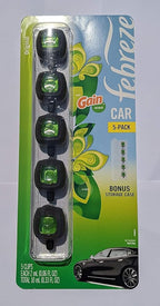 Febreze Car Air Freshener, Set of 5 Gain Scent Clips plus Bonus Storage Case