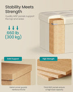 SONGMICS MAZIE Collection - 43 Inches Folding Storage Ottoman Bench, Ottoman Foot Rest, End of Bed Bench, Storage Chest, Load