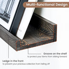 Picture Ledge Wall Shelves 48 Inches Width Set of 3, Solid Pine Wood Rustic Floating Ledge for Kids' Room Bedroom Kitchen Bat