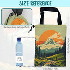 Car Garbage Bag Retro Orange Sun Mountain Hanging Canvas Car Trash Bag Drawstring Car Back Seat Organizer for Car Back Front Seat Console with Adjustable Buckle