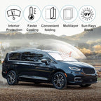 Front Windshield Sun Shade Foldable Car Front Window Sun Shade Windshield Shade Custom Fit for 2017-2025 2026 Chrysler Pacifica Minivan Block UV Rays Heat Keep Cooler